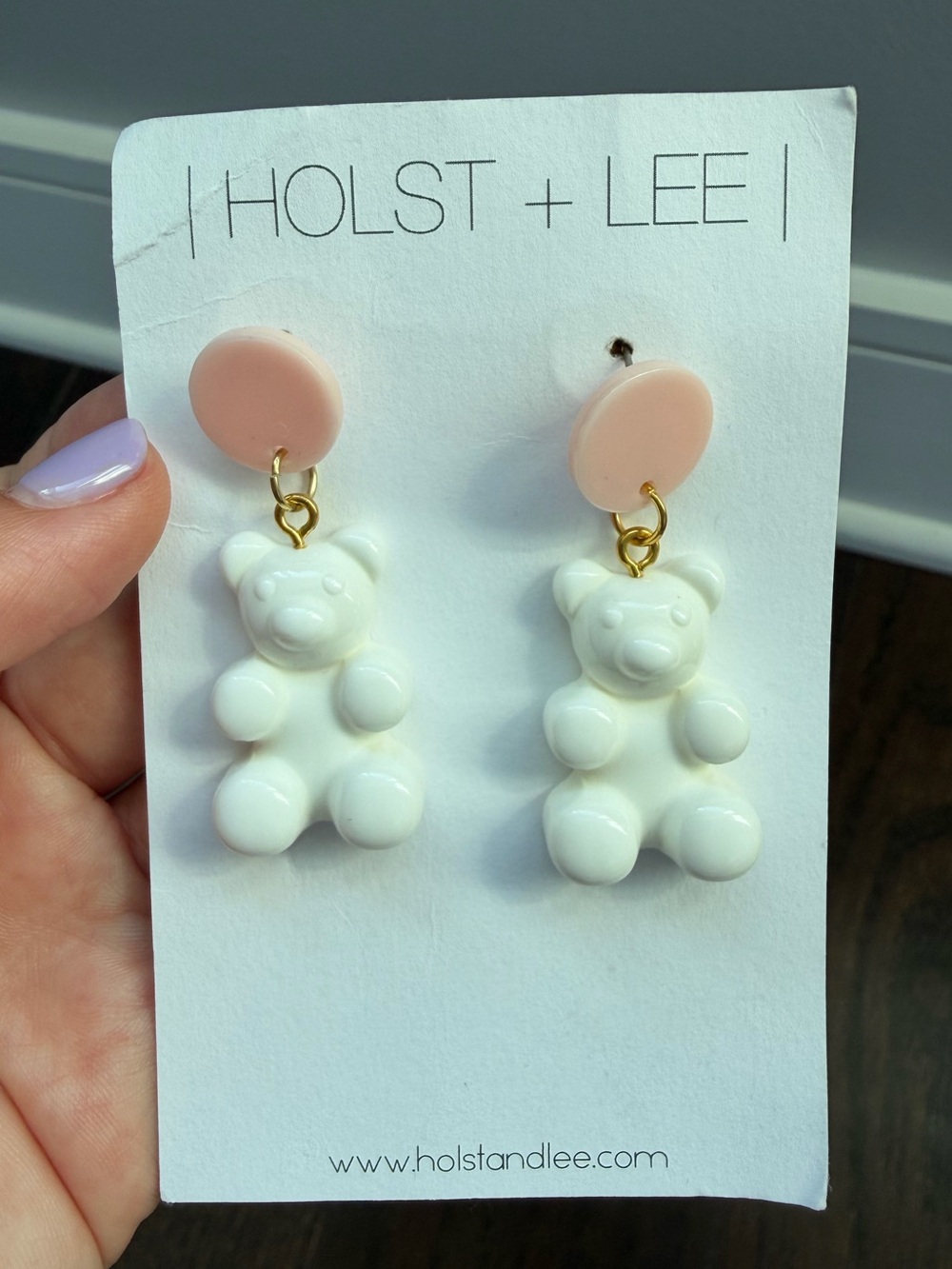 Holst + Lee Pink and White Gummy Bear Earrings